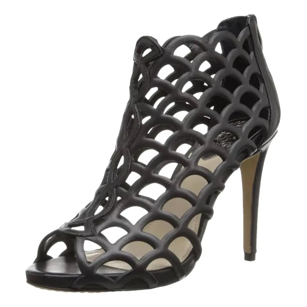 VINCE CAMUTO FONTANELA Shoes Caged Peep Toe Stiletto Heel Bootie Size 9 B100